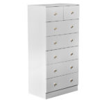 White matte finish particleboard with melamine veneer, 66*40*131cm, 5+2 drawer cabinet, matte gold handles - Image 9