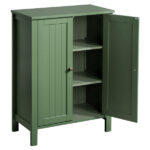 Forest Green MDF Painted with Vertical Stripes, 60*30*80cm, Double Door Bathroom Vanity - Image 5