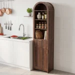 1-Door 1-Drawer 4-Tier Bathroom Vanity Grille-Finished MDF Melamine-Faced Bathroom Cabinet Arched Top 15.75*11.81*66.93in Walnut - Image 13