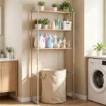 3-Tier Over Toilet Storage Shelf, Solid Pine Wood Bathroom Space-Saving Organizer Rack with Anti-Slip Feet, Tool-Free Assembly Above Toilet Shelving Unit - Image 2