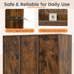 Rustic Brown 8-Cube Open Bookshelf with Top Display Shelf, Engineered Wood Freestanding Book Storage Organizer with Anti-Tipping Kit for Living Room Bedroom Office - Image 3