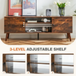TV Stand for TVs up to 60", Modern Mid Century Entertainment Center with Storage, 2 Cabinet Media Console Table, Vintage Brown (Shipment from Walmart) - Image 4