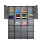 20 Cube Organizer Stackable Plastic Cube Storage Shelves Design Multifunctional Modular Closet Cabinet with Hanging Rod Gray - Image 5