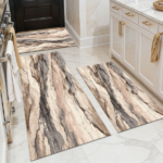 Three-piece kitchen rug set, non-slip and washable, abstract pattern kitchen hallway rug, soft and comfortable, suitable for sinks, floors, entrances, hallways and bathrooms.
