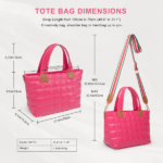 Puffer Tote Bag for Women with Zipper, Quilted Puffy bag Lightweight Crossbody Hobo Padded Handbag with Strap-Rose - Image 3