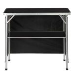 Portable Folding Bar Table with Shelf, Tradeshow Podium Table with Black Skirt and Carrying Bag, for Indoor Outdoor Party Picnic Exhibition, Black - Image 4