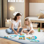 11-in-1 Dinosaur Activity Wall Busy Board Panels-- Wooden Sensory Toy-Blue - Image 6