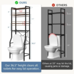 Over Toilet Bathroom Organizer, 4-Tier Adjustable Storage Rack, Space-Saving Shelf for Tight Areas, Black (Shipment from Walmart) - Image 3