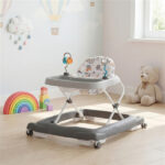 Grey Foldable Baby Walker with Detachable Tray & Shape Sorter Toys, 3-Level Height Adjustable for 6-12 Months - Image 4