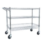 Heavy Duty Rolling Utility Cart,3 Tier Rolling Carts with Wheels,with Handle Bar & Shelf Liners,36"x18"x32"Storage Cart for Kitchen,Restaurant,Plant Display,Chrome - Image 13