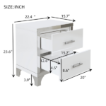 Elegant High Gloss Nightstand with Metal Handle,Mirrored Bedside Table with 2 Drawers for Bedroom,Living Room,White - Image 5