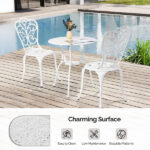 3 PCS Outdoor Bistro Set, All-Weather Cast Aluminum Butterfly Bistro Table and Chairs Set of 2, Patio Bistro Set for Backyard, Garden, Balcony White - Image 9