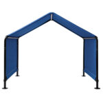 4*4*3.3FT Black Iron Pipe PVC Coated Polyester Tarpaulin Waterproof and UV-resistant Blue Pet Tent. Tarpaulin bottom is sewn together; top has Velcro closure - Image 2