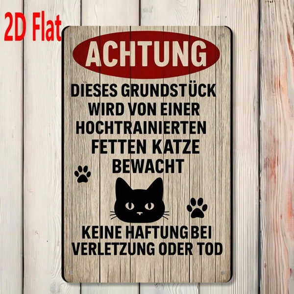 CIFbuy Achtung German Warning Sign Black Cat Metal Plaque" Weatherproof Rustproof UV Resistant 2D Flat Unframed Decor, Resistant 2D Flat Unframed Decor, 7.87x11.81 Inch Metal PikTok, Metal PikTok, t Self-pickup Logiopics