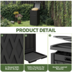 33 Gallon Outdoor Trash Can, Layered Lid with Drip Tray, Waterproof Garbage Bin for Patio, Deck, Backyard, Black - Image 3