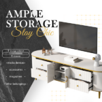 Modern TV Stand for TVs up to 80 Inches, Entertainment Center with 4 Drawers and 1 Cabinet, Wood TV Console Table with Metal Legs and Handles for Living room - Image 6
