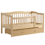 Vertical Fence Wood Painted Pine Toddler Bed with Bottom Drawer and Side Car Bed - Image 3