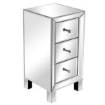 Modern and Contemporary Mirrored 3-Drawers Nightstand Bedside Table - Image 21