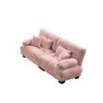 Cloud Couch 2 Seater Sofa for Living Room, Chenille 2 - Seat sofa with 2 Lumbar pillows and 2 throw pillows,Chenille Pink - Image 3