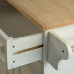 Kitchen Island & Kitchen Cart, Mobile Kitchen Island, Rubber Wood Top, Big & Adjustable Shelf Inside Cabinet for Different Utensils, Luxury Design Fits Party at Different Site. - Image 14