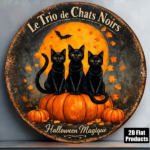CIFbuy 1pc 2D Flat Round Sign 8x8 Inch, "" Flat Round Sign 8x8 Inch, Sign 8x8 Inch, Three Black Cats Vintage Plaque TikTok, TikTok, teemu Self-pickup Logiaqics