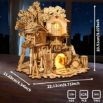 3D Wooden Puzzle Tree House With Light Handmade Crafts Assembly Model Kits Creative Decoration Birthday and Christmas Gifts - Image 3