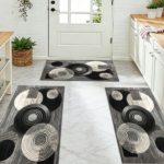 Three-piece kitchen rug set, non-slip and washable, abstract pattern kitchen hallway rug, soft and comfortable, suitable for sinks, floors, entrances, hallways and bathrooms. - Image 9