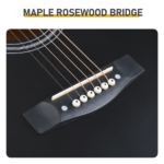 Matte black 41-inch Dreadnought barrel-shaped cutaway acoustic guitar with pick, strings, capo, gig bag, tuner, wrench tool, and shoulder strap - Image 10