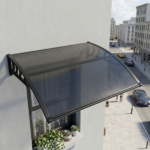 Awning for Door Entrance with Drainage Sink, 40x40 Inch Window Canopy Exterior, UV Rain Snow Protection for House Porch Patio Deck, Black Bracket & Brown Board - Image 10