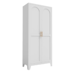 71'' 2 Shapely Doors Cabinet, Metal Storage Cabinet with Doors and Adjustable Shelves, for Bedroom, Living Room, Kitchen(White)-Does not support self pick up - Image 3