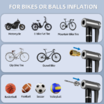 Pocket Air Pump Mini Bike Pump Electric 130PSI With Presta & Schrader Valves Auto Stop Fast Inflation Type-C Rechargeable Battery For All Bicycles & Balls Cycling Essentials - Wireless Tire Inflator - Image 6