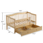 Vertical Fence Wood Painted Pine Toddler Bed with Bottom Drawer and Side Car Bed - Image 6