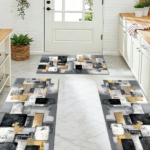 Three-piece kitchen rug set, non-slip and washable, abstract pattern kitchen hallway rug, soft and comfortable, suitable for sinks, floors, entrances, hallways and bathrooms. - Image 9