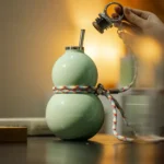 Gourd Shape Insulated Tumbler with Straw 520ml Travel thermos lightgreen - Image 6