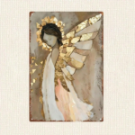 CIFbuy Golden Angel III Vintage 2D Flat Metal Wall Art, Art, 8x12 Inch Beige Golden Brown Aluminum Plaque, Aluminum Plaque, Lightweight Angel Statue Decor 2D ikTok, 2D ikTok, um Plaque Self-x1ckup Logiopor - Image 6