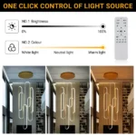 High Ceiling Chandelier Modern LED Ring Pendant Light 3 Color Dimmable Gold Chandeliers Contemporary 157in Hanging Light Fixture with Remote Control for Foyer Entryway Staircase - Image 7