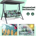 Outdoor Swing Cushions 70 Inch, Waterproof 4" Thick Porch Swing Cushion Replacement with Backrest and Ties, Comfortable 2-3 Seat Pation Swing Pad for Backyard, Garden, Lawn, Outdoor Furniture Green flower - Image 5