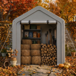 6x10 FT Storage Shed with 2 Roll-up Windows, Heavy Duty Bike Tent - Image 8