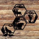 CIFbuy™ Iron Hexagon Forest Animal Wall Art Set, Rustic Outdoor Style Wall Hanging, Nature Theme Home Decor (TikTok, Temu: Self-pickup available) - Image 3