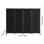 4 Panel Room Dividers, Foldable Privacy Screens, Cloth Segregation Panels for Workspace, Bedroom, Meal Space, Study Area, Black (Shipment from Walmart) - Image 2