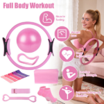 14Pcs All-in-One Pilates Kit, Pilates Ring Yoga Ball Resistance Bands Set with Carry Bag, Full Body Workout Equipment for Home Gym Travel - Image 2