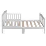 Wooden Baby Toddler Bed Children Bedroom Furniture with Safety Guardrails White - Image 2
