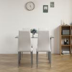 Same Code 02878244 5 Pieces Dining Table Set for 4, Kitchen Room Tempered Glass Dining Table, 4 Chairs, Black Table legs are silvery - Image 59