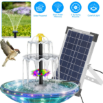 Solar Powered Water Fountain Pump with Battery Backup, 6W Solar Panel, IP68 Waterproof, Adjustable Spray Height & 9.84ft Cable, LED Lighted Solar Fountain for Garden Patio Yard - Image 2