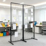 2-Pack 2' x 5.6' Gridwall Display Tower, Double-Sided Floorstanding Rack with T-Base & Clips - Image 6