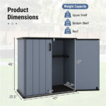 23.5 Cu.ft Outdoor Storage Shed with Lockable Door, PP HDPE Horizontal Garden Tool Cabinet - Gray - Image 8