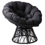 38" Ergonomic Swivel Wicker Papasan Chair with Thick Tufted Cushions, 360 Degree Rotatable Chairs for Living Room Bedroom Reading Room, Gray Cushion - Image 12