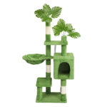 48in Plush Cat Tree with Leaves, Multi-level Cat Tower with Cat Condo, Cozy Hammock, Sisal Scratching Posts, Large Cat Pet Activity Center for Indoor Cats, Green - Image 9