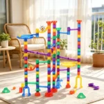  145-Piece Marble Maze Building Block Brain Game, Educational Race Track with 40 Glass & 5 Glow-in-the-Dark Marbles - Image 6