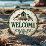 CIFbuy Vintage | Round Iron Sign 2D Flat Printed Birdhouse Welcome With Flowers Retro Metal Wall Decor, Interesting Rustic Hanging Wall TikTok, TikTok, Wall Self-pickup Logiopics - Image 8